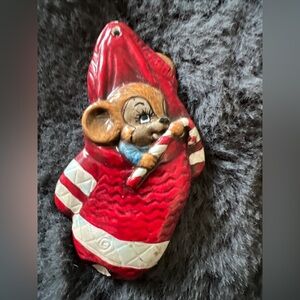 Christmas Mouse Ornament, Double Sided, Anthropomorphic, Super Cute!